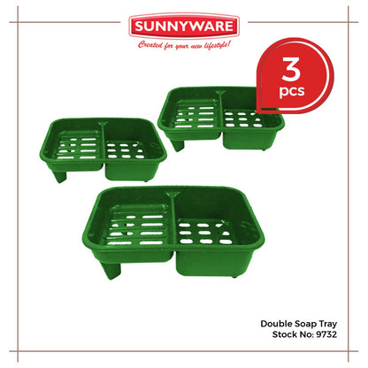 3pcs Double Soap Tray [Sunnyware 9732] | Plasticware | Householdware | Bathroom or Kitchen