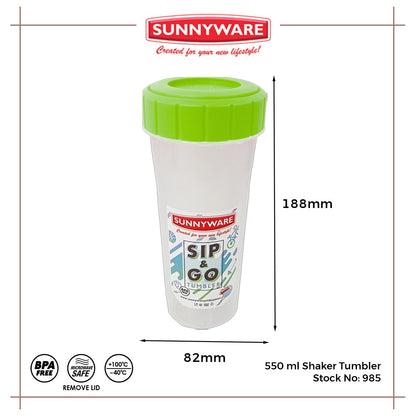 3pcs 550 ml Tumbler Shaker [Sunnyware 985] | Plasticware | Kitchenware | Tumbler | BPA Free