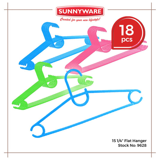 18 pcs (3 sets of 6) Sunnyware 9628 15 1/4" flat hanger Flat Hanger