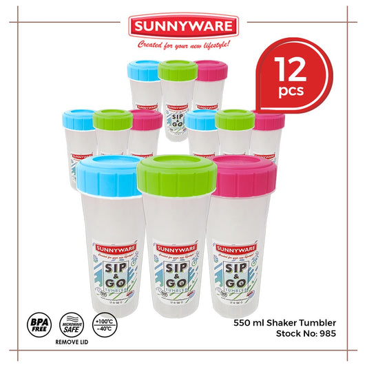 12pcs 550 ml Tumbler Shaker [Sunnyware 985] | Plasticware | Kitchenware | Tumbler | BPA Free