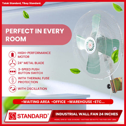 Standard Heavy Duty Industrial Wall Fan 24 Inches 350W