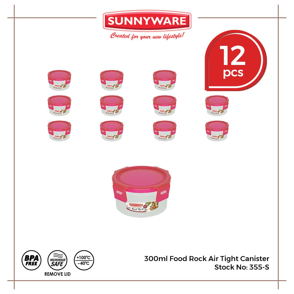 12pcs 300ml Food Rock Air Tight Canister [Sunnyware 355-S] | Plasticware |Kitchenware | Food Storage