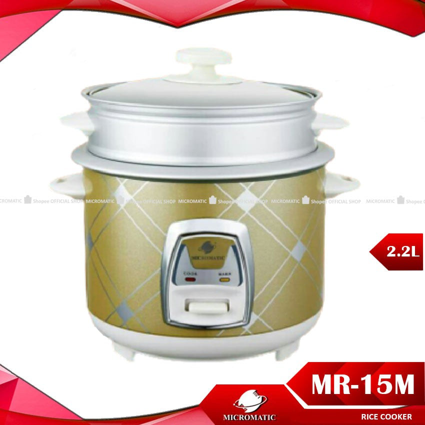 Micromatic MR-15M 2.2Liters 15cups Metallic Body with Steamer Rice Cooker