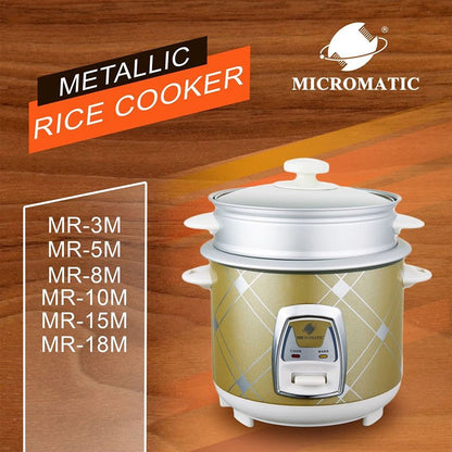 Micromatic MR-3M 0.6Liters 3cups Metallic Body with Steamer Rice Cooker