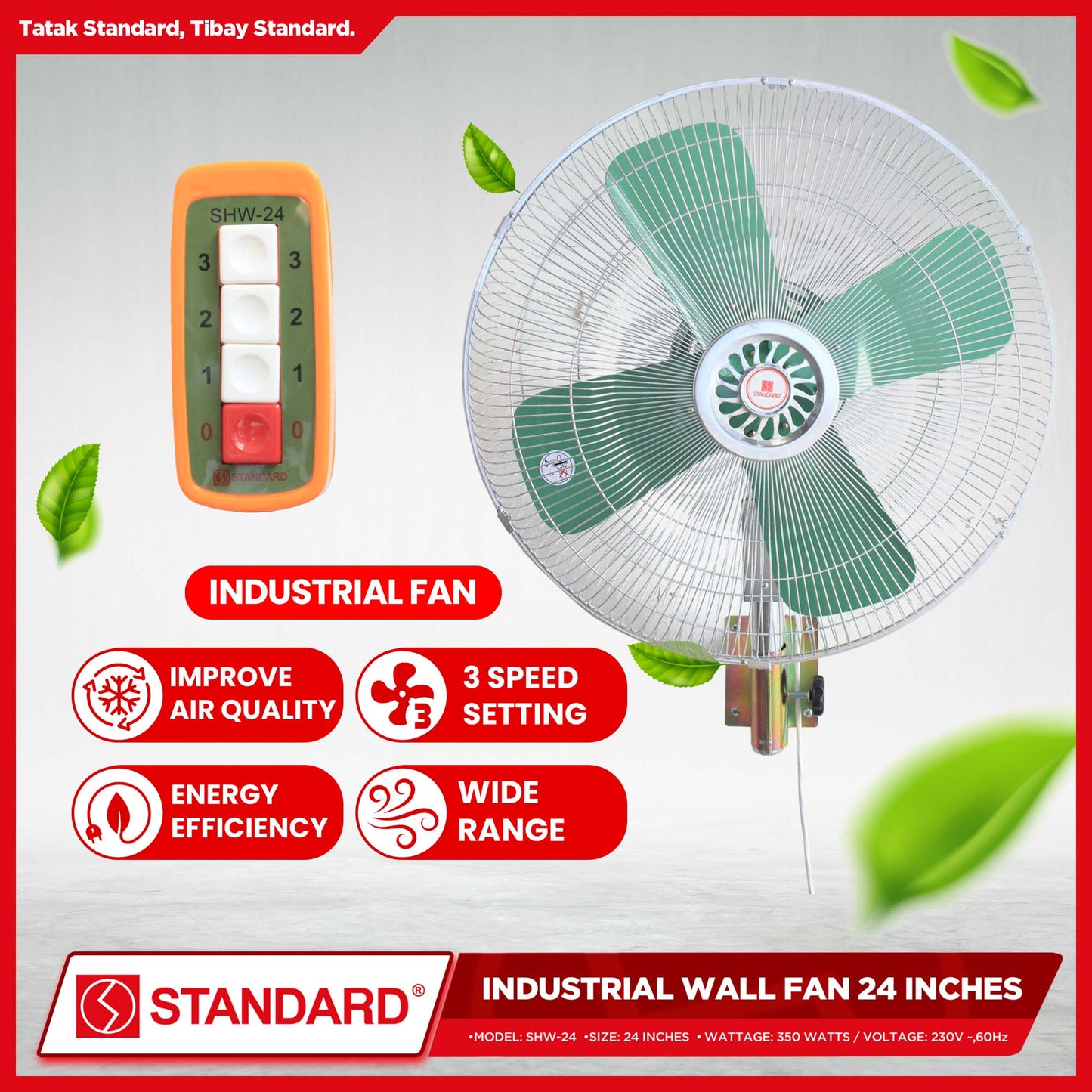 Standard Heavy Duty Industrial Wall Fan 24 Inches 350W