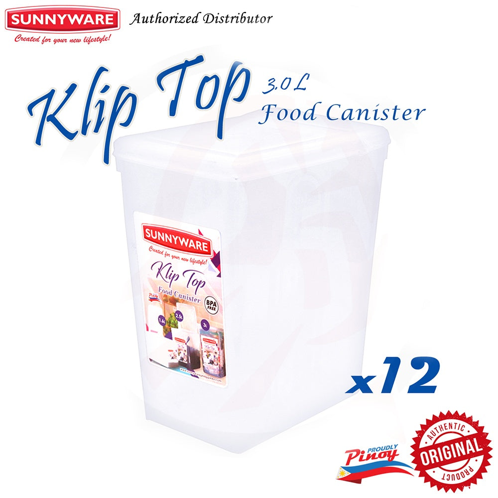 12 pcs Sunnyware 336 3L Klip Top Canister Powder Container (set of 12) | Kliptop Set | Flip Top