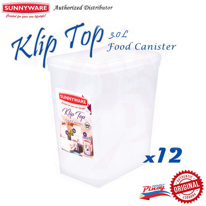 12 pcs Sunnyware 336 3L Klip Top Canister Powder Container (set of 12) | Kliptop Set | Flip Top