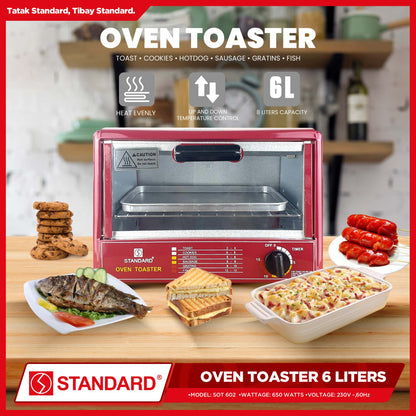 Standard Oven Toaster SOT-602 Red 600 watts