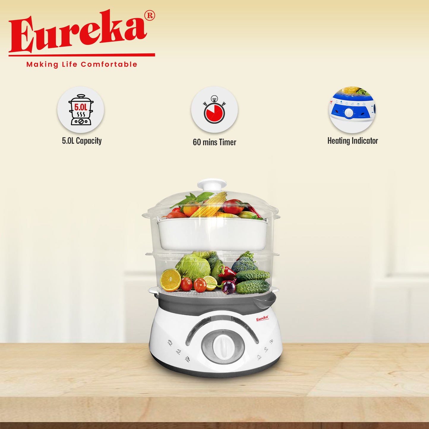 Eureka  Food Steamer Double-sided Water Filling 2-Layer | 3-Layer Random Color