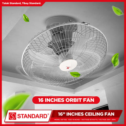 Standard Orbit Fan / Ceiling Fan 16" Plastic Banana Type Blade (4 Speed Switch) SOF-16Q