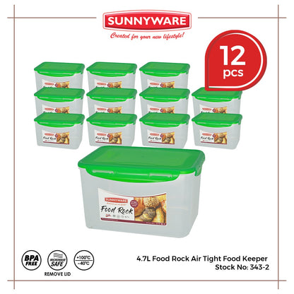 12pcs 4.7 Liter Food Rock Air Tight Food Keeper [Sunnyware 343-2] |Plasticware |Leak Proof | Storage