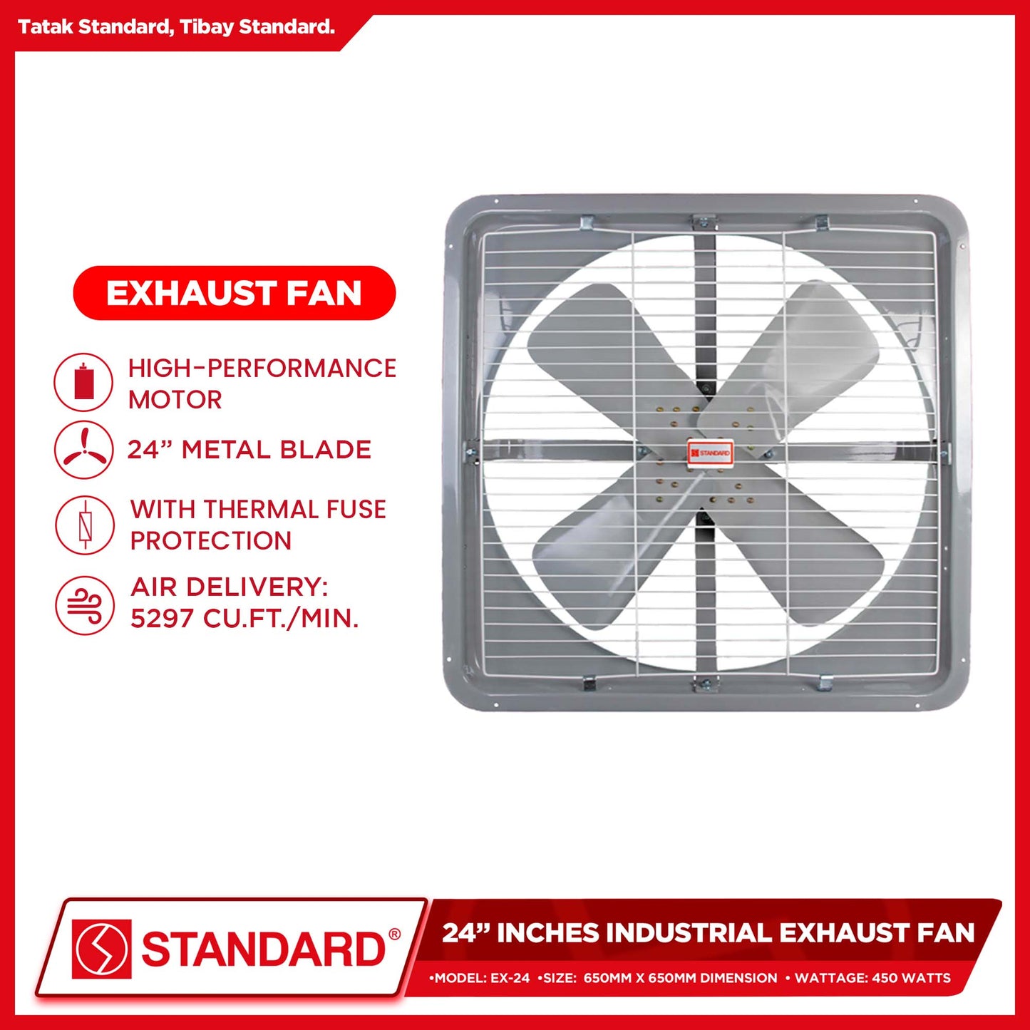 Standard Exhaust Fan 16" Industrial Exhaust Fan Metal Blade EX-16