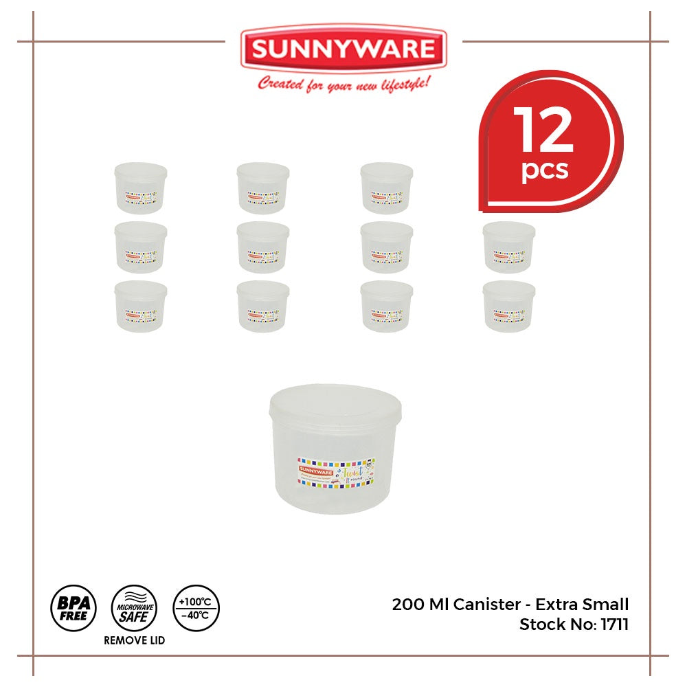 12pcs 200 ml Canister - Extra Small [Sunnyware 1711] | Plasticware | Food Storage | Kitchenware