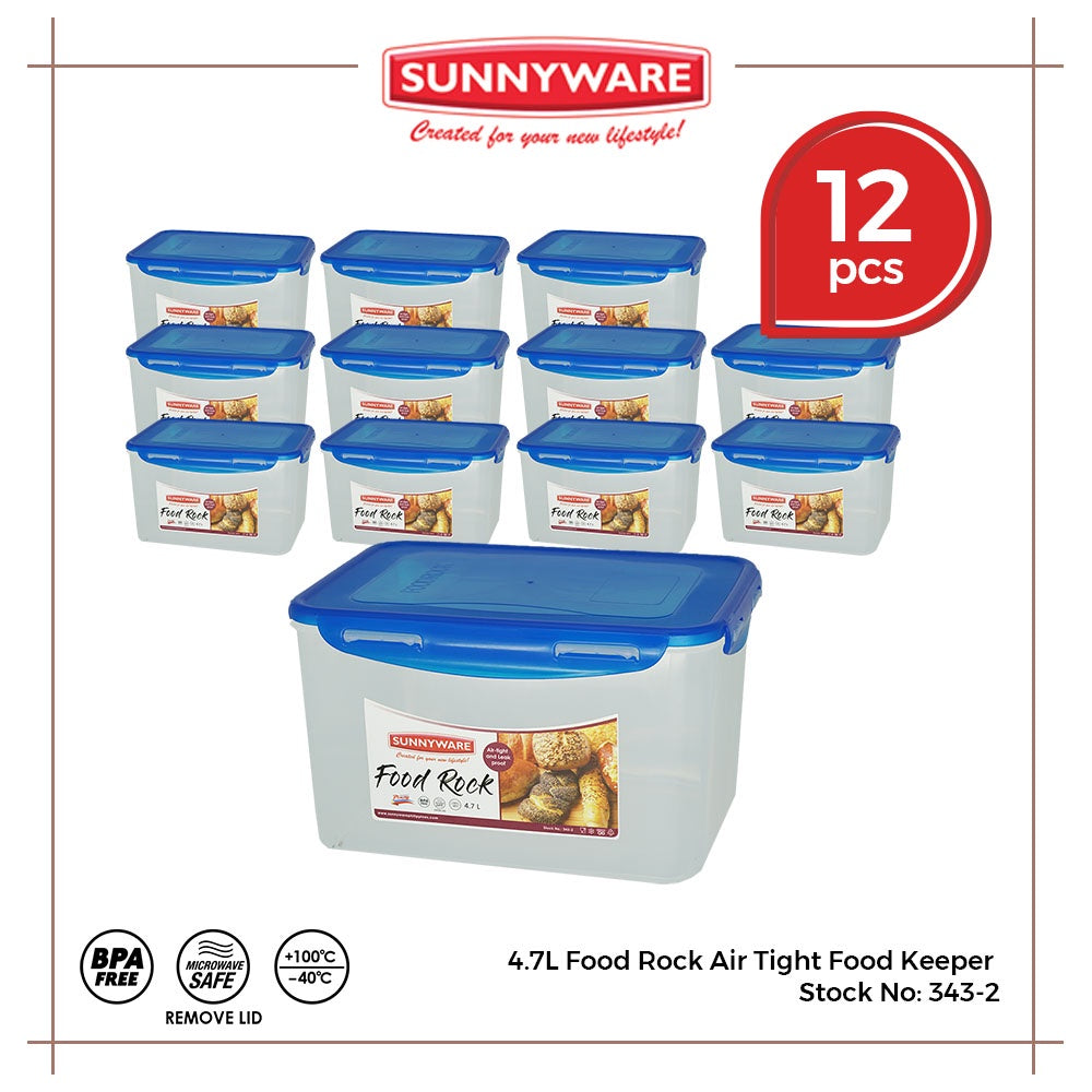 12pcs 4.7 Liter Food Rock Air Tight Food Keeper [Sunnyware 343-2] |Plasticware |Leak Proof | Storage