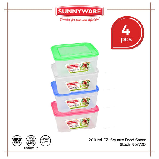 4 pcs Set Sunnyware 720 200 ml EZI Food Saver Keeper Storage Container | House Plastic Ware