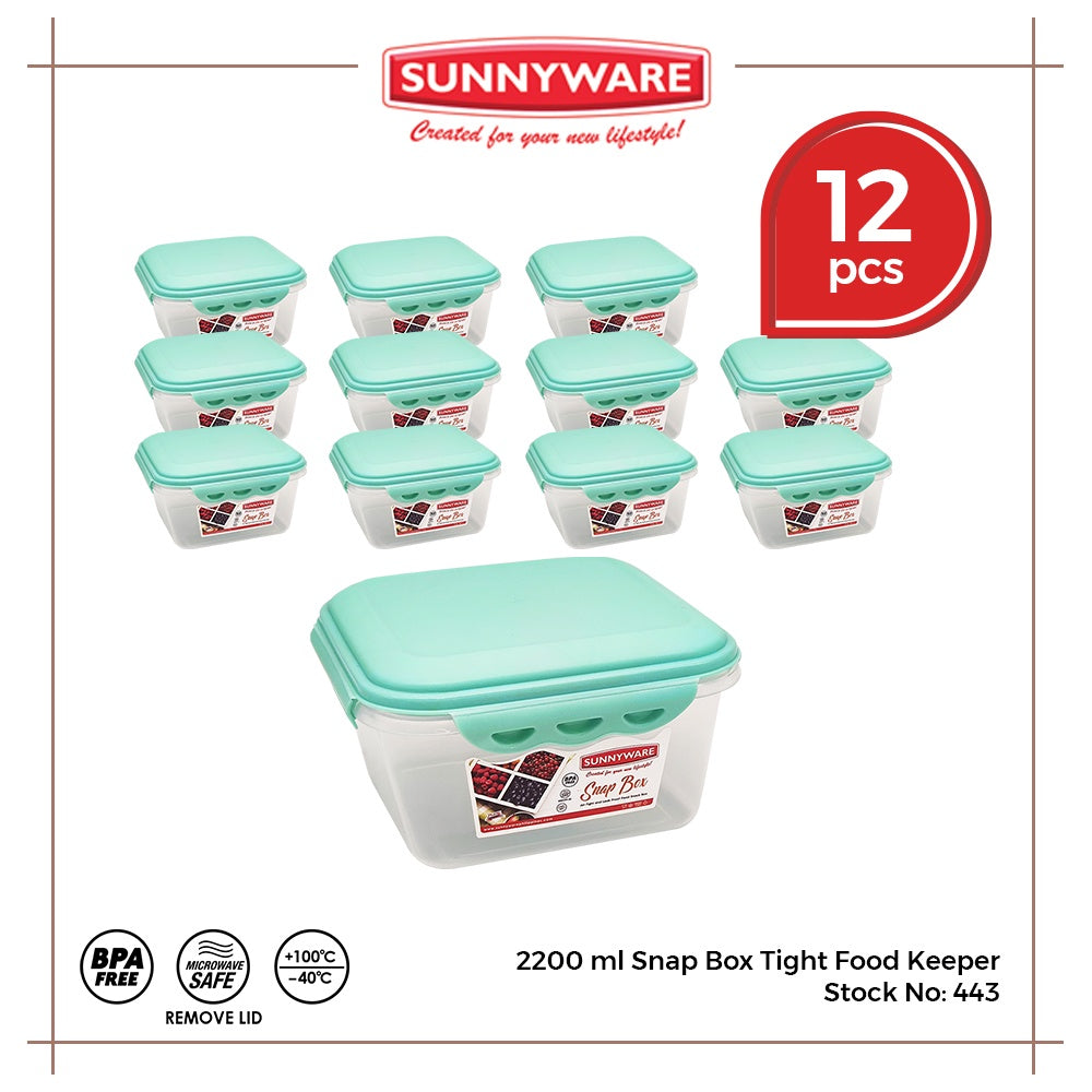 12pcs 2200 ml Snap Box Tight Food Keeper [Sunnyware 443] |Plasticware |Kitchenware |Storage|BPA Free