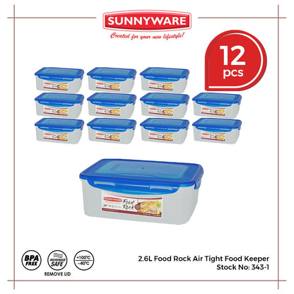 12pcs 2.6 Liter Food Rock Air Tight Food Keeper [Sunnyware 343-1]|Kitchenware | Leak Proof | Storage