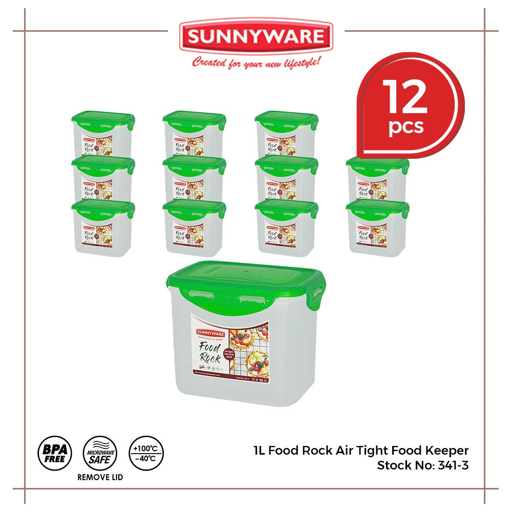 12pcs 1 Liter Food Rock Air Tight Food Keeper [Sunnyware 341-3] | Plasticware|Kitchenware| Leak Free