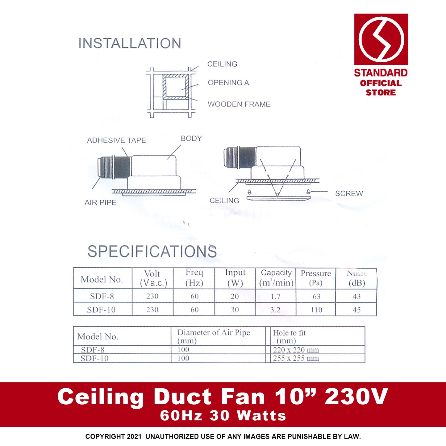 Standard Duct Fan 10" SDF 10