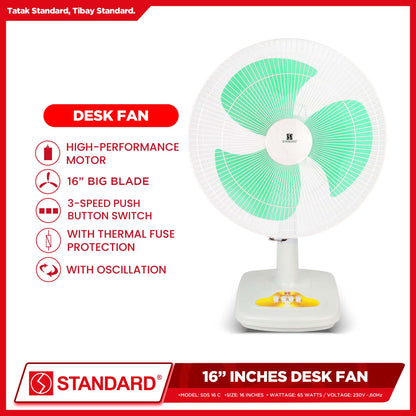 Standard Desk Fan 16" Big Plastic Blade