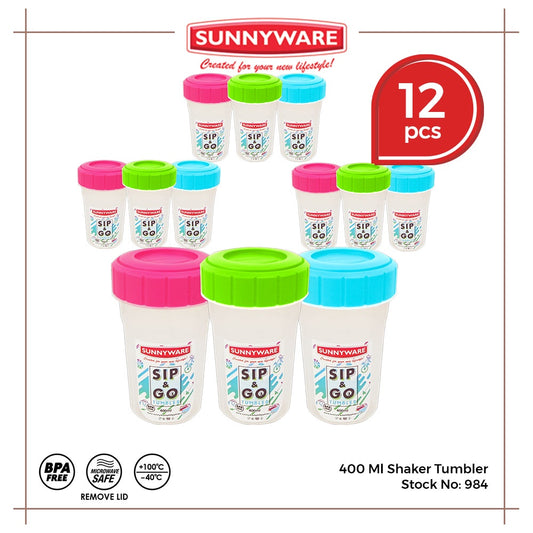 12pcs 400 ml Shaker Tumbler [Sunnyware 984] | Plasticware | Kitchenware | Tumbler | BPA Free