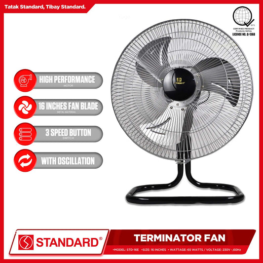 Standard Terminator Floor Fan 16" STD-16E Metal Blade