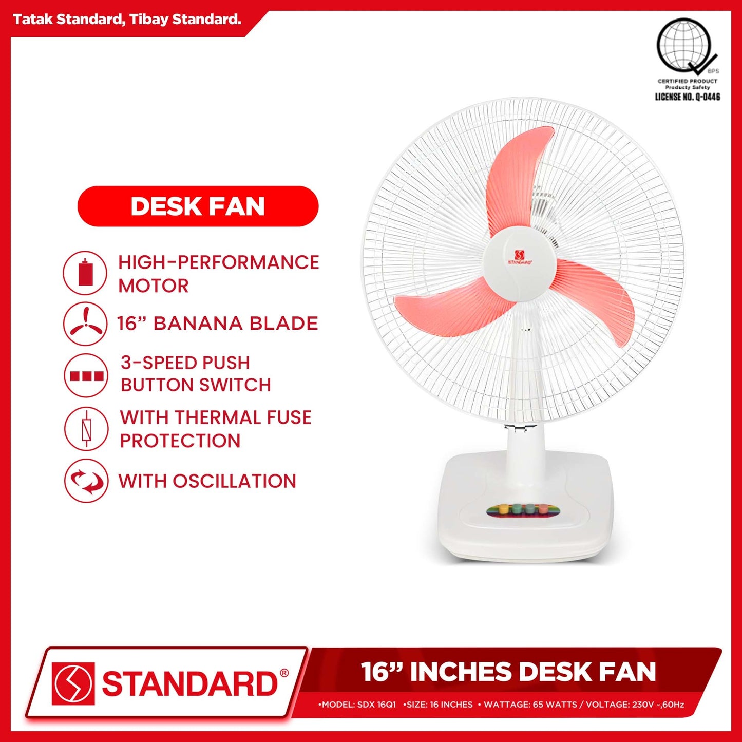 Standard Desk Fan 16" (Random Color) SDX 16Q1