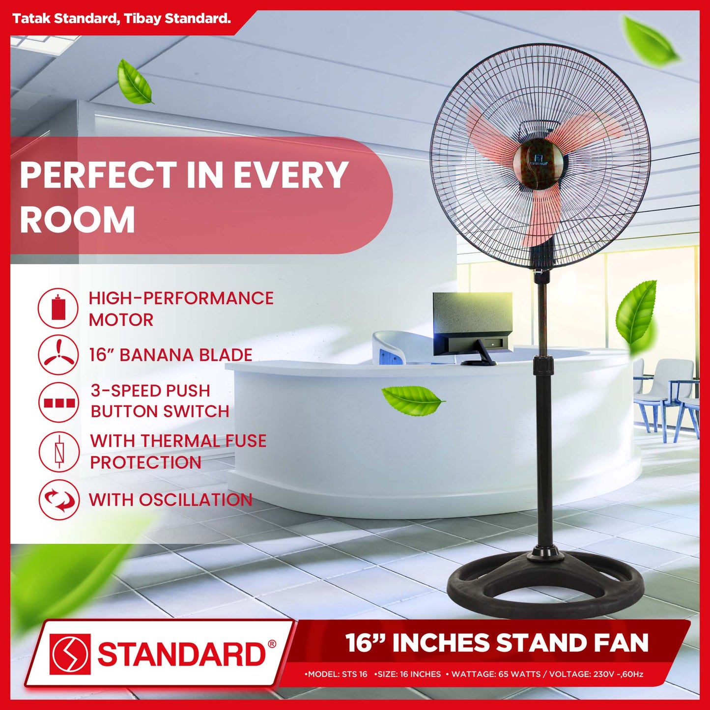 Standard Stand Fan 16" Banana Plastic Blade