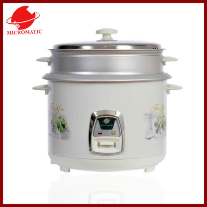 Micromatic MRC-9068 Rice Cooker 2.2L Good for 10-12 Persons_White_Steel cover