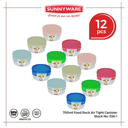 12pcs 700ml Food Rock Air Tight Canister [Sunnyware 356-1] | Plasticware |Kitchenware | Food Storage