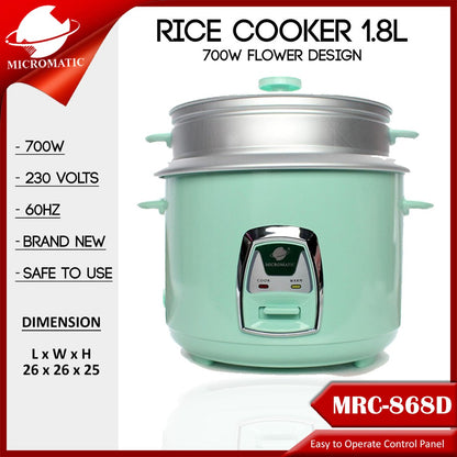 Micromatic MRC-868D Rice Cooker 1.8L Good for 10-12 Persons_Green