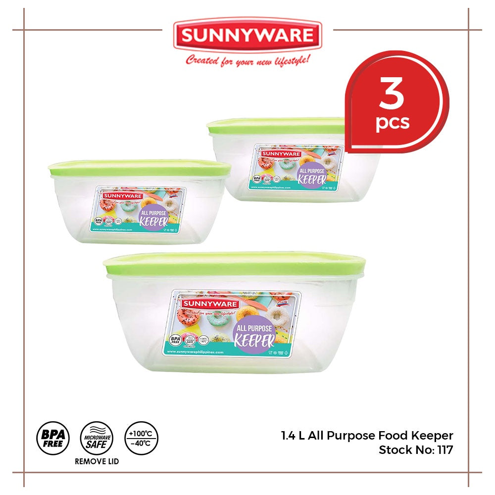 3pcs 1.4L All Purpose Food Keeper [Sunnyware 117] | Plasticware | Storage | Kitchenware | BPA Free