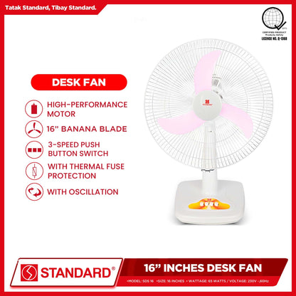 Standard Desk Fan 16" Banana Plastic Blade