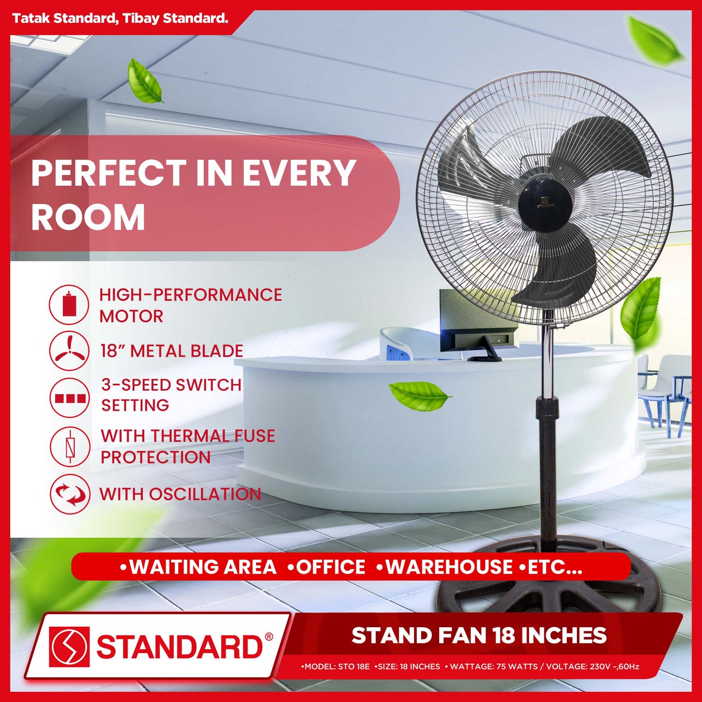 Standard Stand Fan 18" (Metal Fan Blade) STO-18E