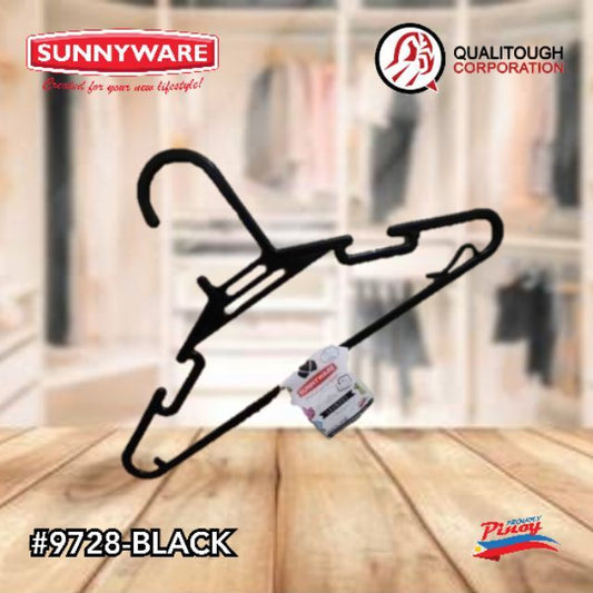 Sunnyware 9728-BLACK (6 pcs) Flat Hanger-black