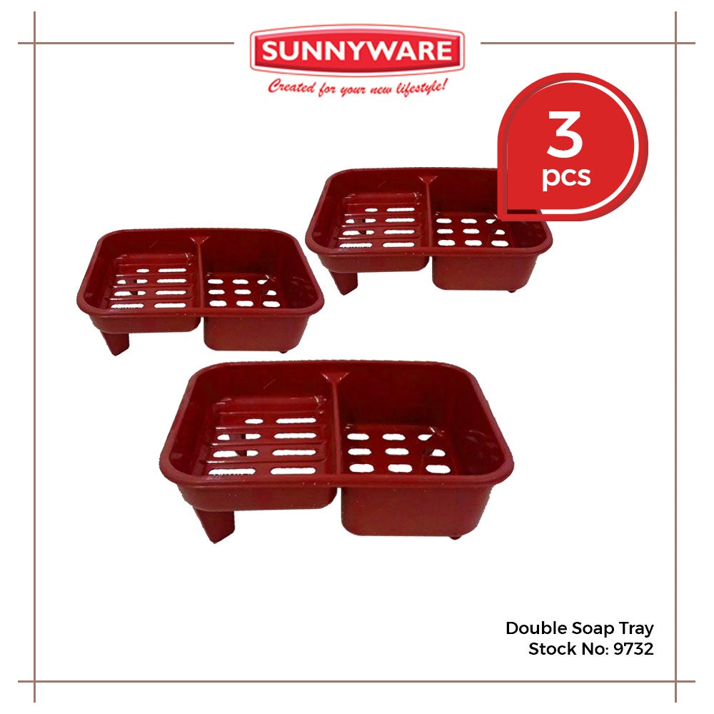 3pcs Double Soap Tray [Sunnyware 9732] | Plasticware | Householdware | Bathroom or Kitchen