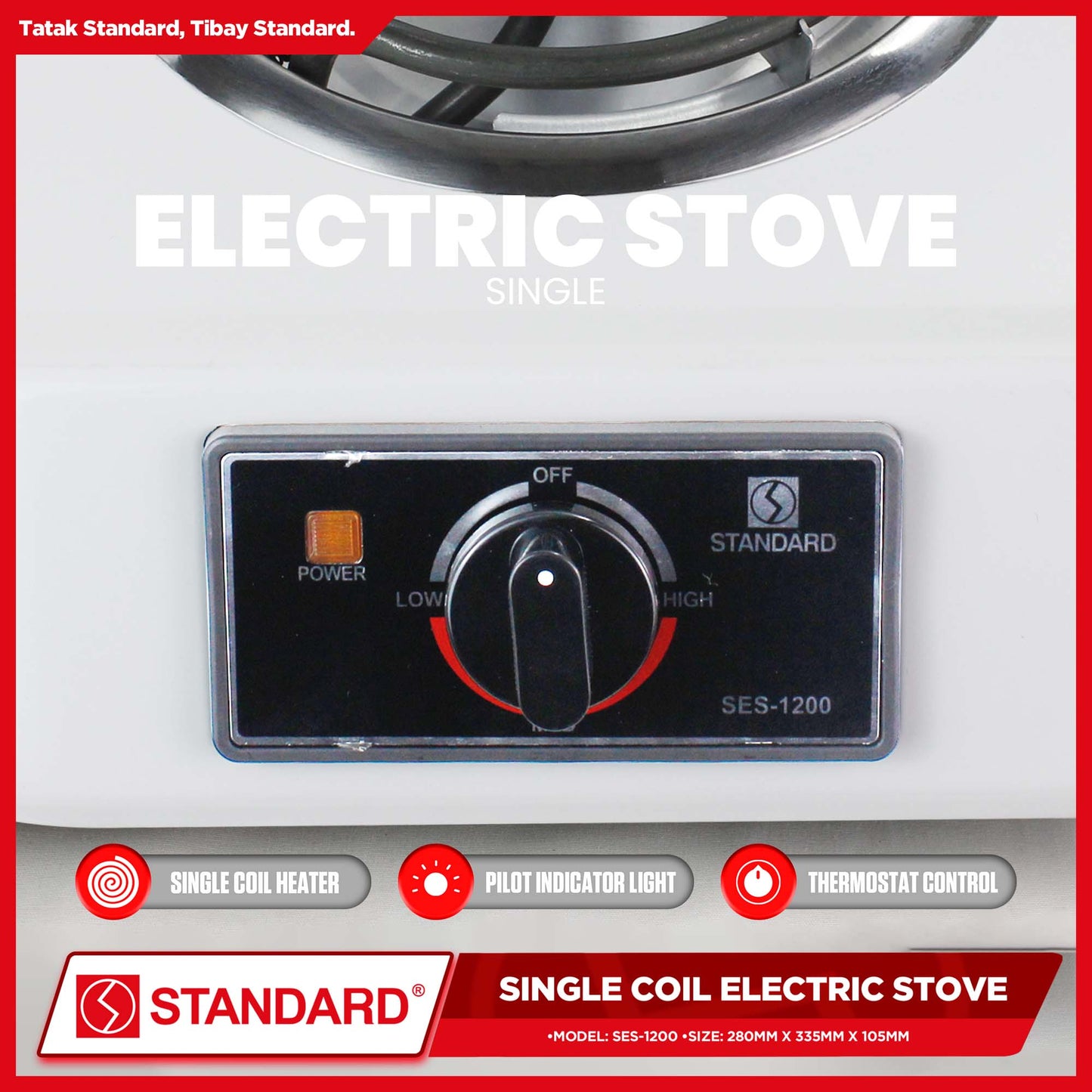 STANDARD Single Coil Electric Stove 1200W