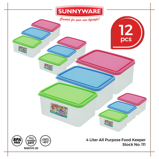 12pcs 4 Liter All Purpose Food Keeper [Sunnyware 111] | Plasticware | Food Storage | BPA Free