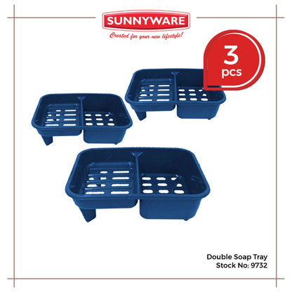 3pcs Double Soap Tray [Sunnyware 9732] | Plasticware | Householdware | Bathroom or Kitchen