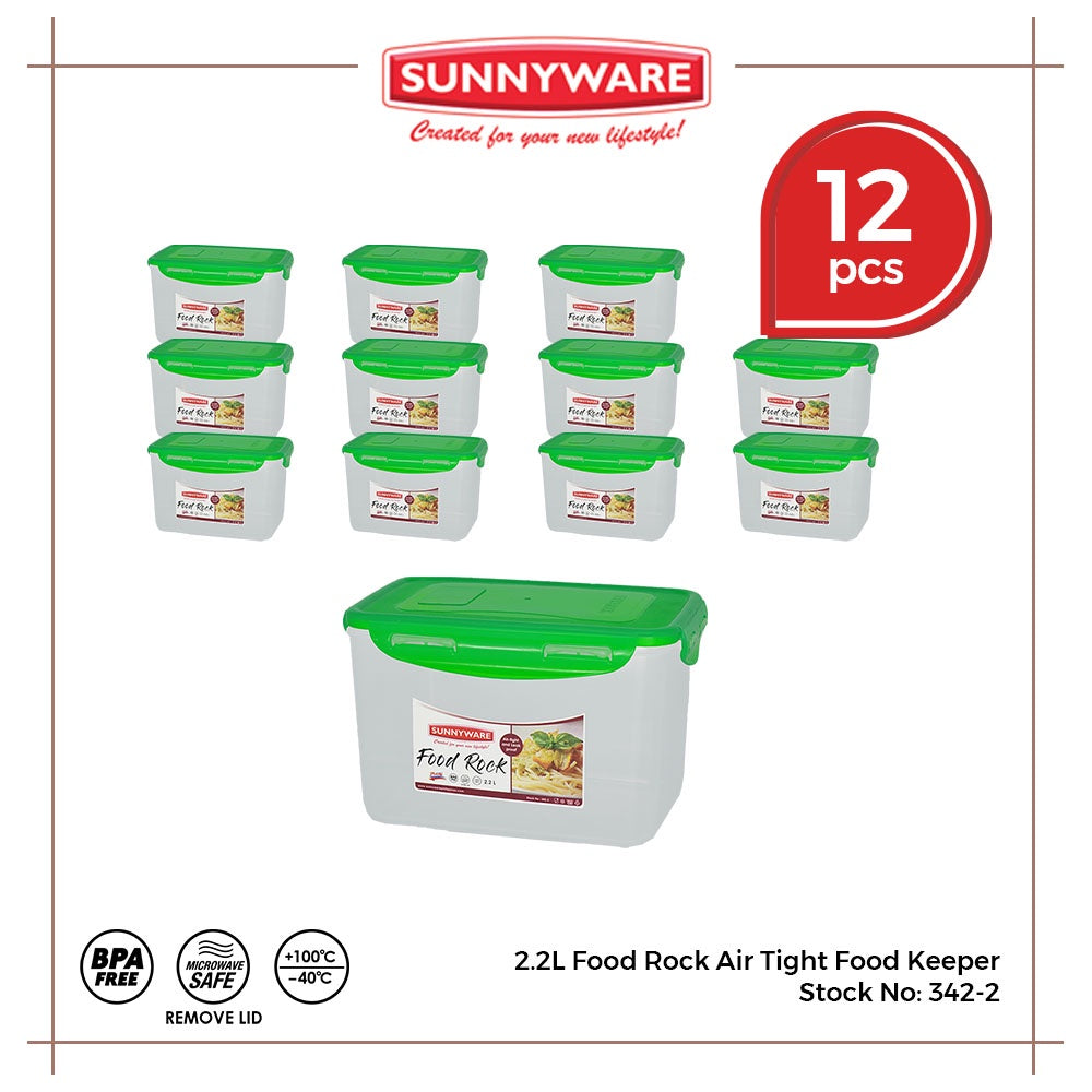 12pcs 2.2 Liter Food Rock Air Tight Food Keeper [Sunnyware 342-2] |Kitchenware| Leak Proof | Storage