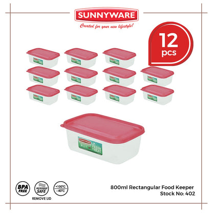 12pcs 800ml Rectangular Food Keeper [Sunnyware 402] | Plasticware | Food Storage & Keeper | BPA Free