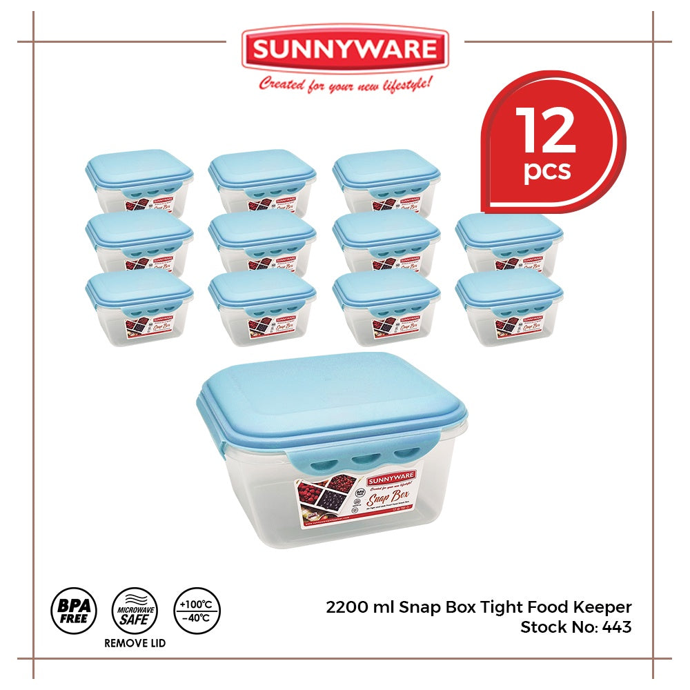 12pcs 2200 ml Snap Box Tight Food Keeper [Sunnyware 443] |Plasticware |Kitchenware |Storage|BPA Free