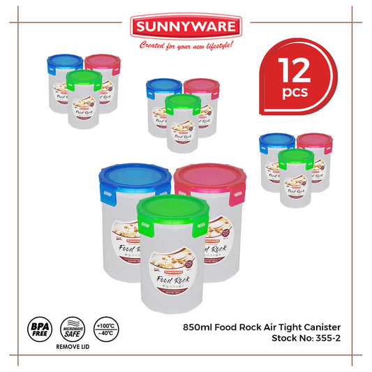 12pcs 850ml Food Rock Air Tight Canister [Sunnyware 355-2] | Plasticware |Kitchenware | Food Storage