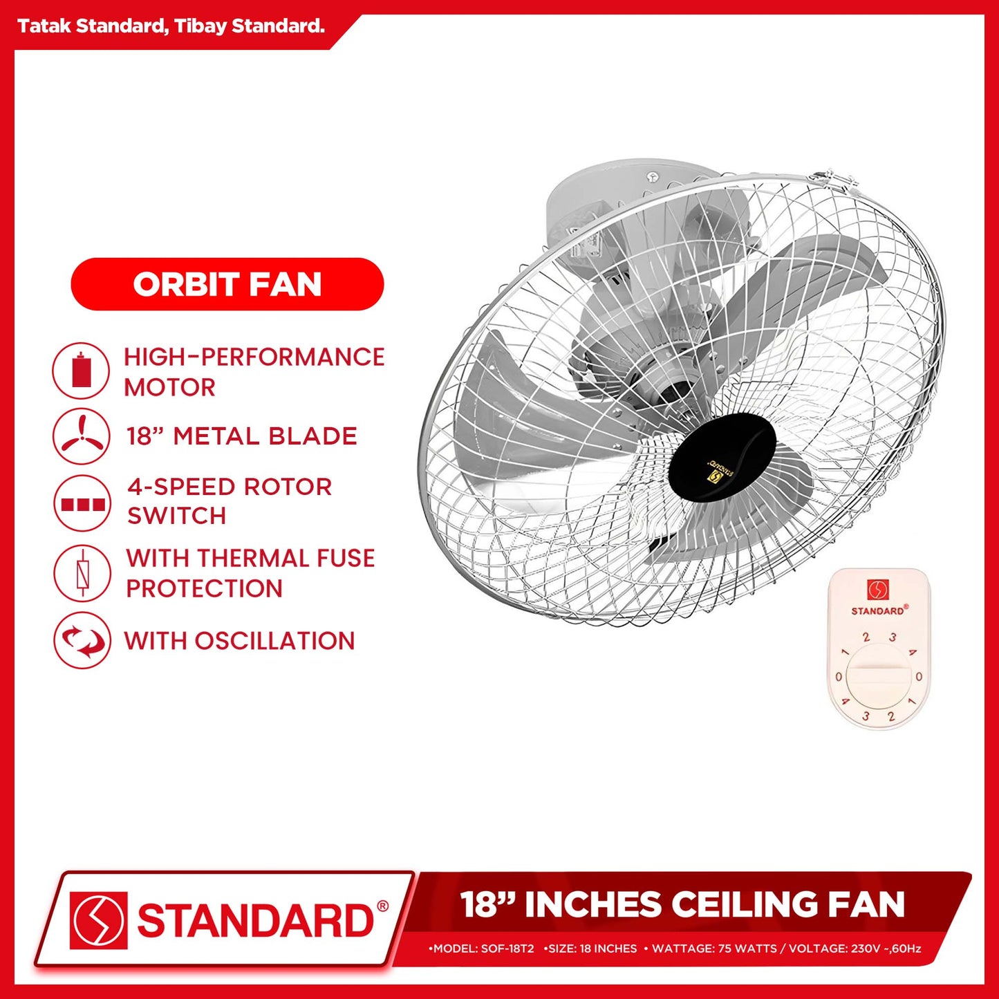 Standard Orbit Fan 18" Metal Blade SOF-18T2