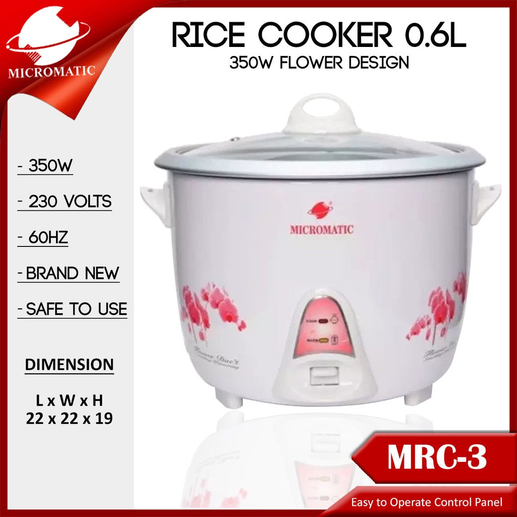 Micromatic MRC-3 Rice Cooker 0.6L Flower Design White