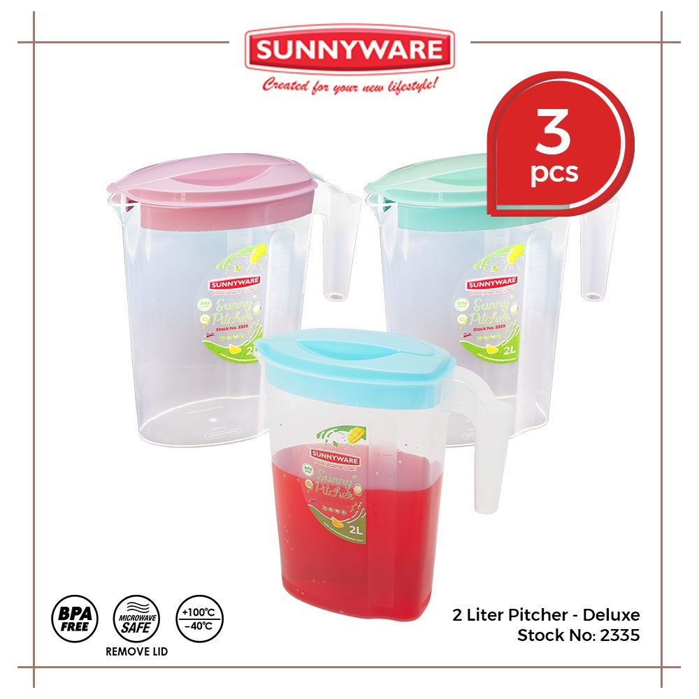 3pcs 2L Pitcher – Deluxe [Sunnyware 2335] | BPA Free | Plasticware