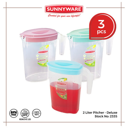 3pcs 2L Pitcher – Deluxe [Sunnyware 2335] | BPA Free | Plasticware