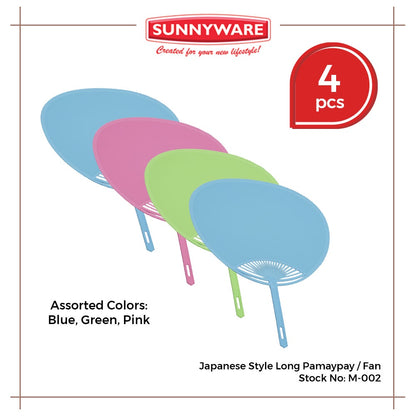 4pcs Japanese Style Long Pamaypay / Fan [Sunnyware M-002] | Plasticware | Householdware | Giveaways