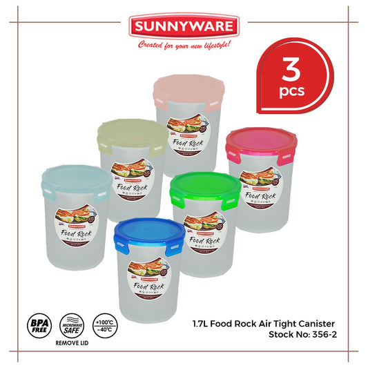 3pcs 1.7L Food Rock Air Tight Canister [Sunnyware 356-2] | Plasticware | Kitchenware | Food Storage