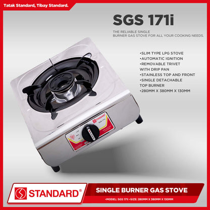 Standard Gas Stove Single Burner LPG stove Stainless Steel (Slim type) SGS-171i